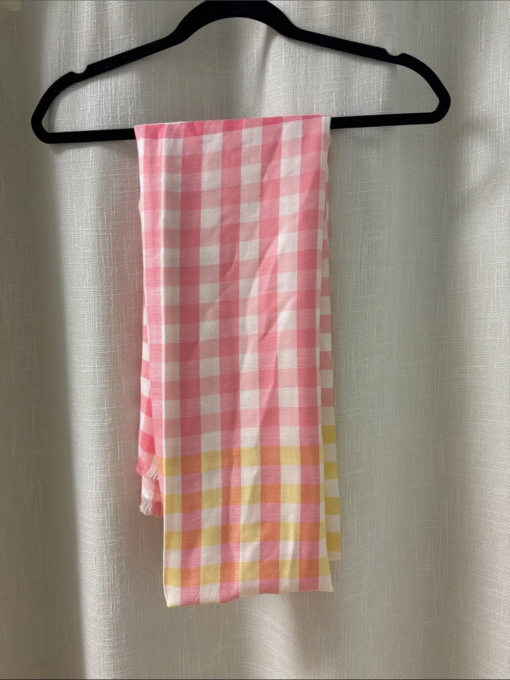 Talbots Hombre Pink and Yellow Checked Scarf
